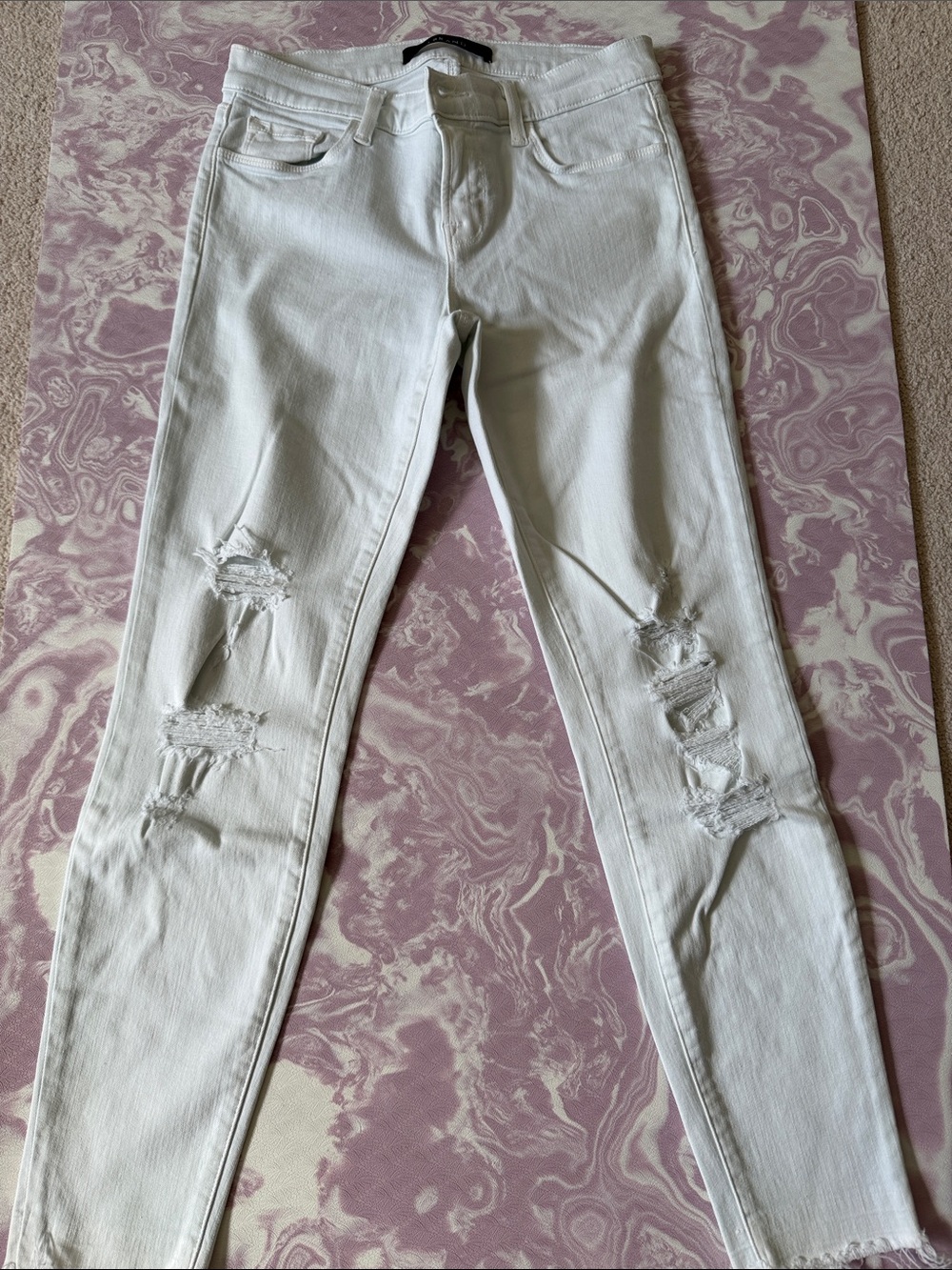 J Brand White Distressed Skinny Jeans